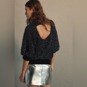 NWT Size XXSP (P2P 20") -The Violetta Short-Sleeve Tinsel Sweater Navy (US$ 128)